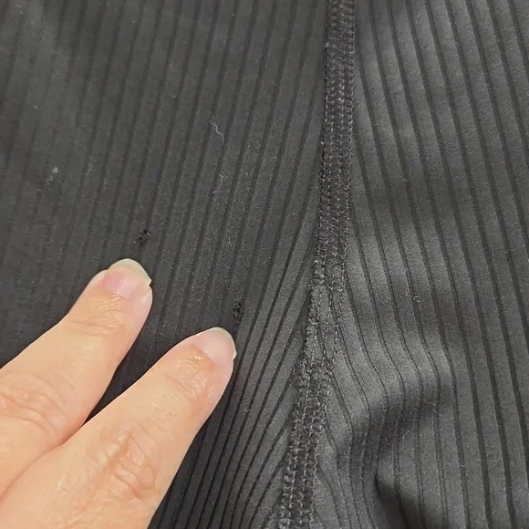 Girlfriend Collective-FLAWED-Black Ribbed Stretch High Rise Leggings-Size Medium - Picture 8 of 16